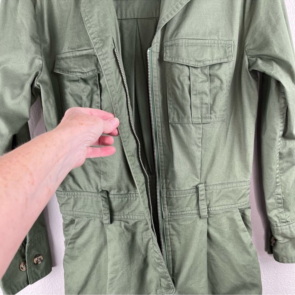 Tularosa Green Long Sleeve Zip Front Collared Utilitarian Jumpsuit XS/Small - Picture 7 of 12